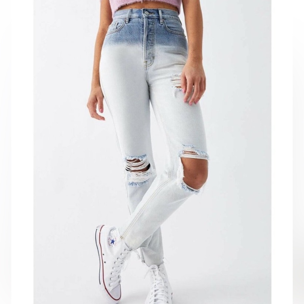 Pacsun Blue Ombre Ultra High Rise Slim‎ Distressed Jeans 26